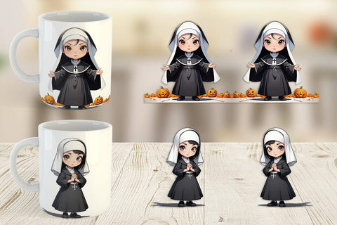 Mug Wrap Scary Halloween Nun Sublimation artnoy 