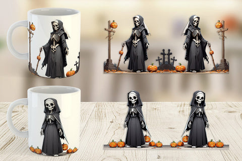 Mug Wrap Scary Skeleton Nun Sublimation artnoy 