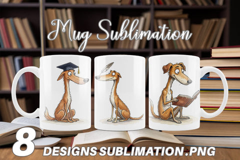 Mug Wrap Scholarly Canine Dog Watercolor Sublimation artnoy 