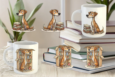 Mug Wrap Scholarly Canine Dog Watercolor Sublimation artnoy 