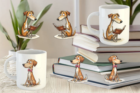 Mug Wrap Scholarly Canine Dog Watercolor Sublimation artnoy 