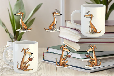Mug Wrap Scholarly Canine Dog Watercolor Sublimation artnoy 