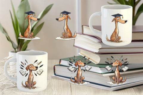 Mug Wrap Scholarly Canine Dog Watercolor Sublimation artnoy 
