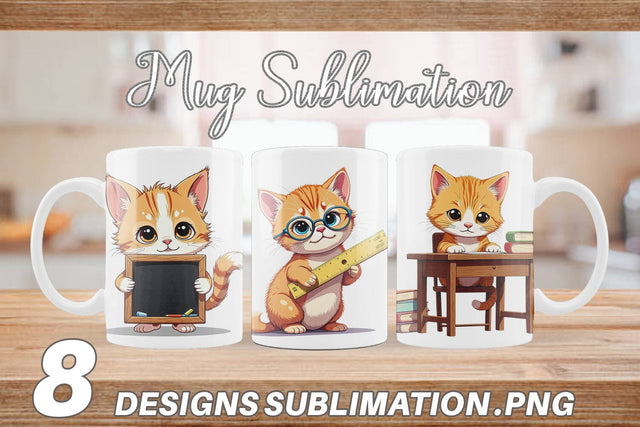 Mug Wrap School Baby Cat Sublimation artnoy 