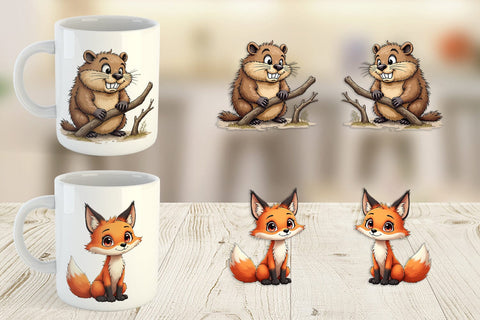 Mug Wrap Scruffy Woodland Wanderers Forest Friends Sublimation artnoy 