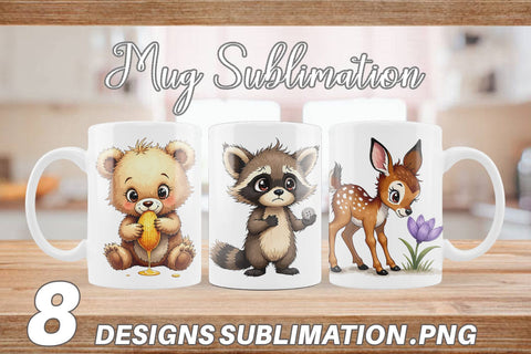 Mug Wrap Scruffy Woodland Wanderers Forest Friends Sublimation artnoy 