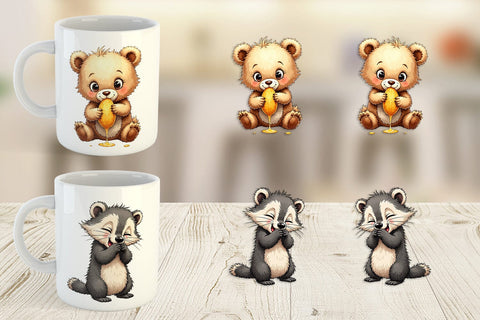 Mug Wrap Scruffy Woodland Wanderers Forest Friends Sublimation artnoy 