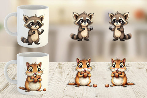 Mug Wrap Scruffy Woodland Wanderers Forest Friends Sublimation artnoy 