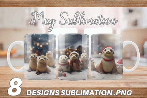 Mug Wrap Sea Lion Christmas Sublimation artnoy 