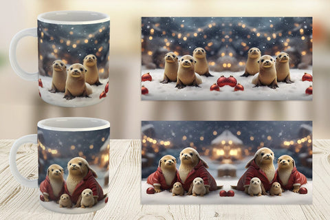 Mug Wrap Sea Lion Christmas Sublimation artnoy 