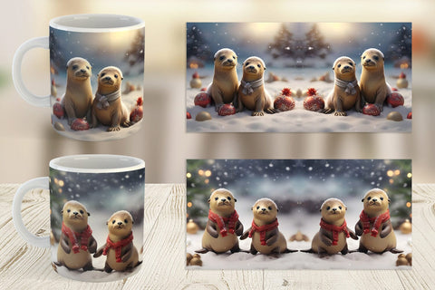 Mug Wrap Sea Lion Christmas Sublimation artnoy 
