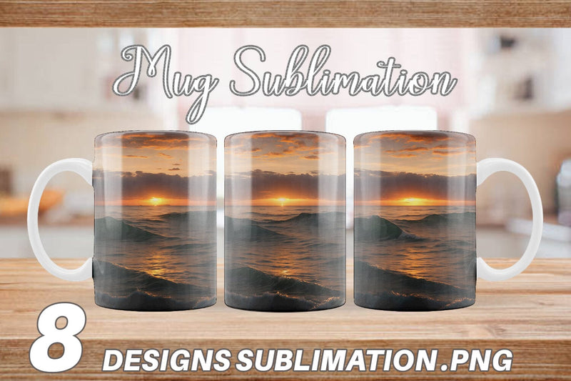Mug Wrap Sea Sunset Landscape Sublimation artnoy 