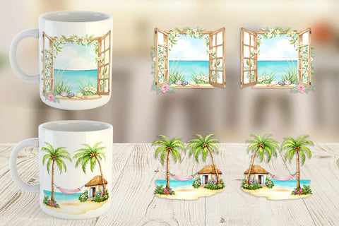 Mug Wrap Seaside Cottage Sublimation artnoy 