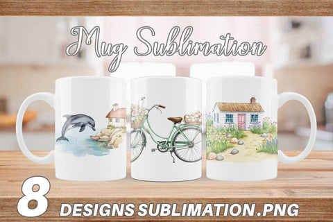 Mug Wrap Seaside Cottage Sublimation artnoy 
