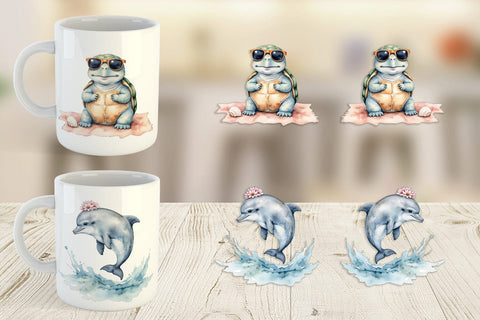 Mug Wrap Seaside Critter Friends Sublimation artnoy 