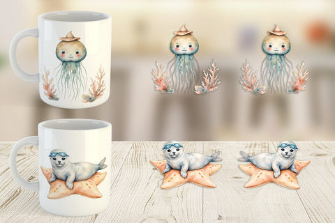 Mug Wrap Seaside Critter Friends Sublimation artnoy 
