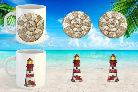 Mug Wrap Seaside Quilted Beach Sublimation artnoy 