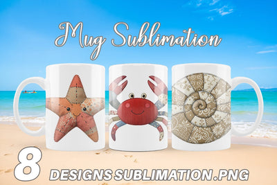 Mug Wrap Seaside Quilted Beach Sublimation artnoy 