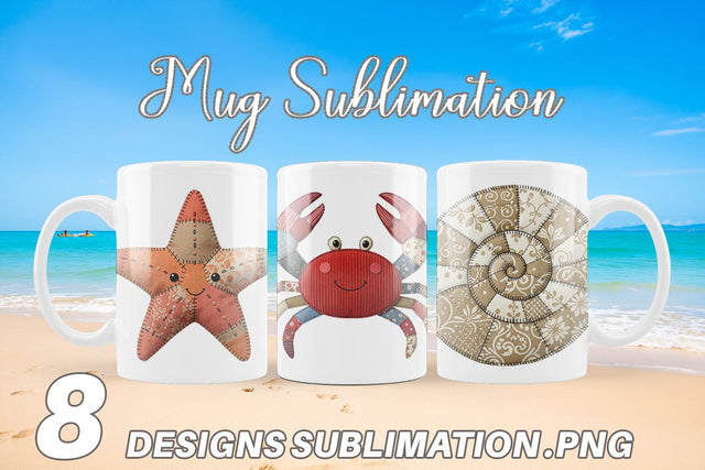 Mug Wrap Seaside Quilted Beach Sublimation artnoy 
