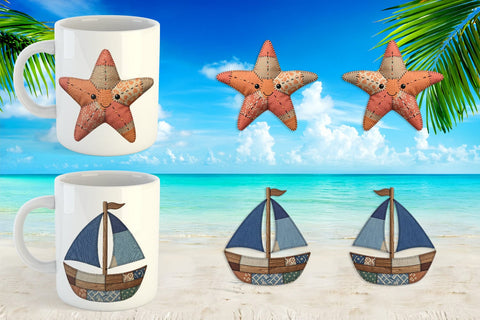 Mug Wrap Seaside Quilted Beach Sublimation artnoy 