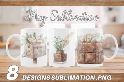 Mug Wrap Sentimental Holiday Post Watercolor Sublimation artnoy 