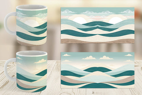 Mug Wrap Serene Line Landscape Sublimation artnoy 