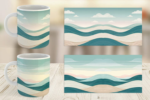 Mug Wrap Serene Line Landscape Sublimation artnoy 