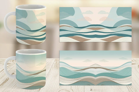 Mug Wrap Serene Line Landscape Sublimation artnoy 