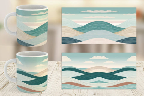Mug Wrap Serene Line Landscape Sublimation artnoy 