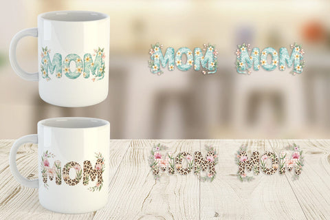 Mug Wrap Shabby Chic Tropical MOM Watercolor Sublimation artnoy 