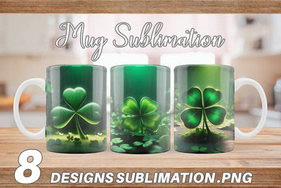 Mug Wrap Shamrock Leaf Patrick Day Sublimation artnoy 