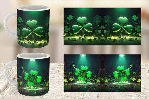Mug Wrap Shamrock Leaf Patrick Day Sublimation artnoy 