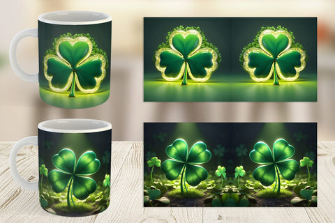 Mug Wrap Shamrock Leaf Patrick Day Sublimation artnoy 