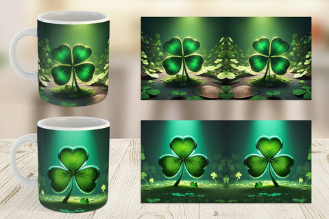 Mug Wrap Shamrock Leaf Patrick Day Sublimation artnoy 