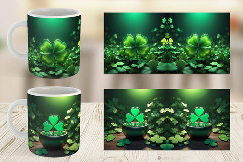 Mug Wrap Shamrock Leaf Patrick Day Sublimation artnoy 