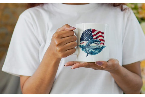 Mug Wrap Shark 4th of July Sublimation artnoy 