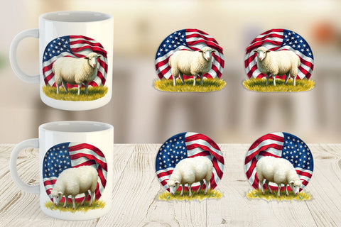 Mug Wrap Sheep 4th of July Sublimation artnoy 