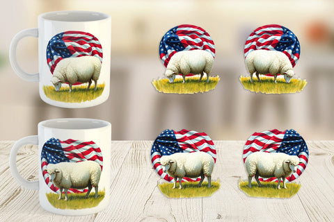 Mug Wrap Sheep 4th of July Sublimation artnoy 