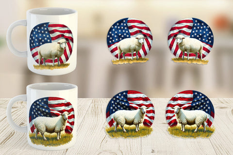 Mug Wrap Sheep 4th of July Sublimation artnoy 