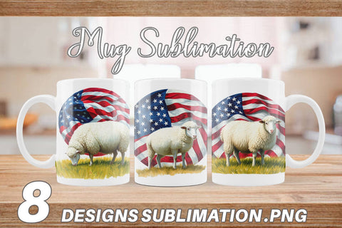 Mug Wrap Sheep 4th of July Sublimation artnoy 