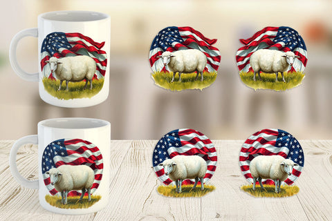 Mug Wrap Sheep 4th of July Sublimation artnoy 