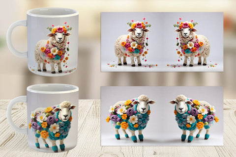 Mug Wrap Sheep Easter Embroidery Sublimation artnoy 