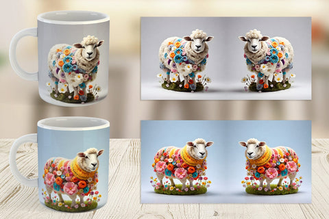 Mug Wrap Sheep Easter Embroidery Sublimation artnoy 
