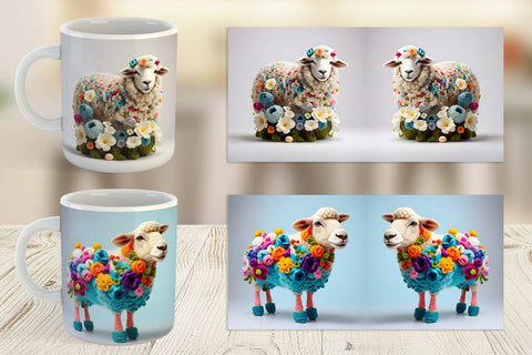 Mug Wrap Sheep Easter Embroidery Sublimation artnoy 