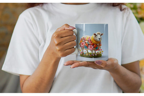 Mug Wrap Sheep Easter Embroidery Sublimation artnoy 