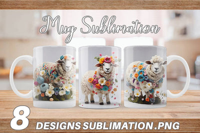 Mug Wrap Sheep Easter Embroidery Sublimation artnoy 