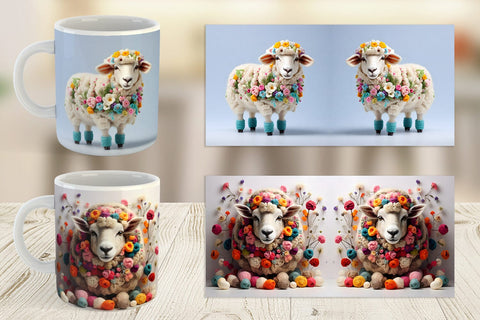 Mug Wrap Sheep Easter Embroidery Sublimation artnoy 