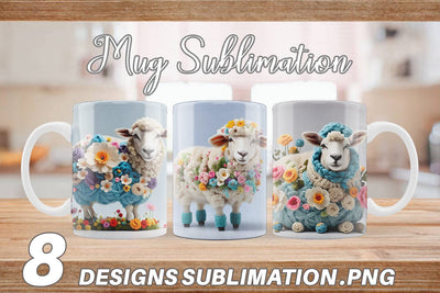 Mug Wrap Sheep Easter Embroidery Sublimation artnoy 