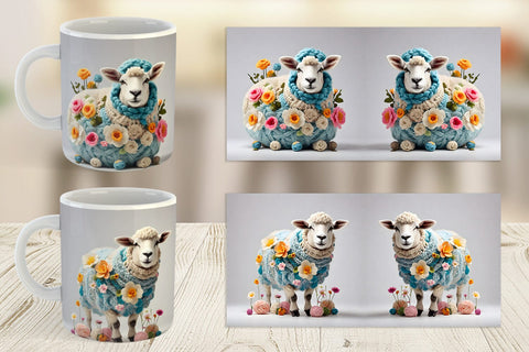 Mug Wrap Sheep Easter Embroidery Sublimation artnoy 