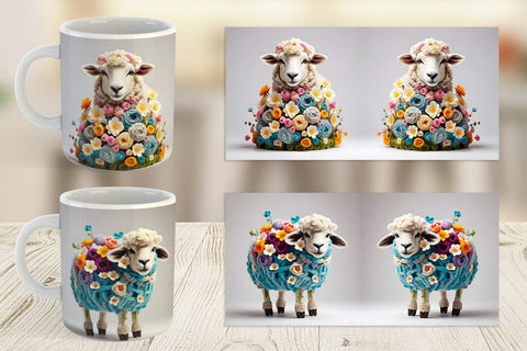 Mug Wrap Sheep Easter Embroidery Sublimation artnoy 